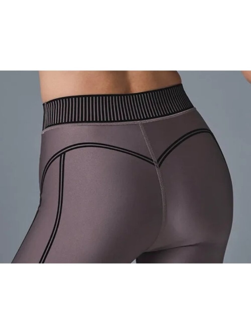Alo Airlift High-Waist 7/8 Line Up Leggings Raisinette Hi-Rise Striped Tights S - Picture 4 of 13